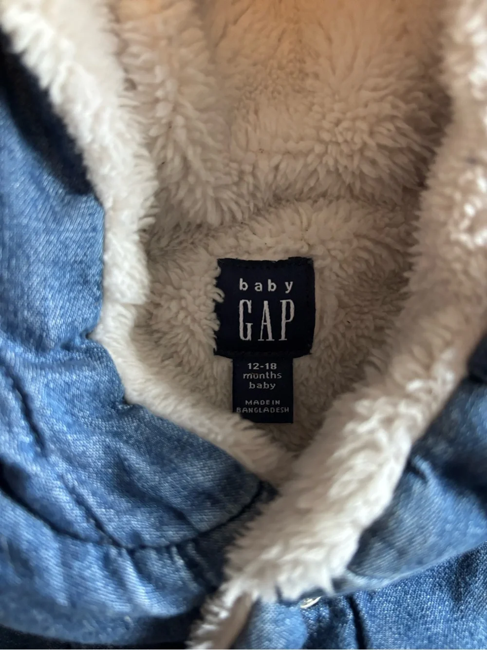 GAP Jean Plush-Lined Hooded Kids Vest with Ear Detail